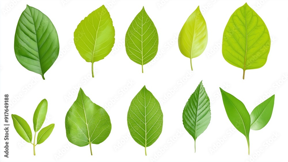 Set of leaf isolated on white background, flat design