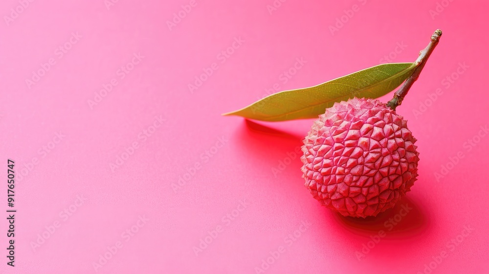 A single lychee on a bright pink background, leaving space for your message. A single lychee on a bright pink background, leaving space for your message.