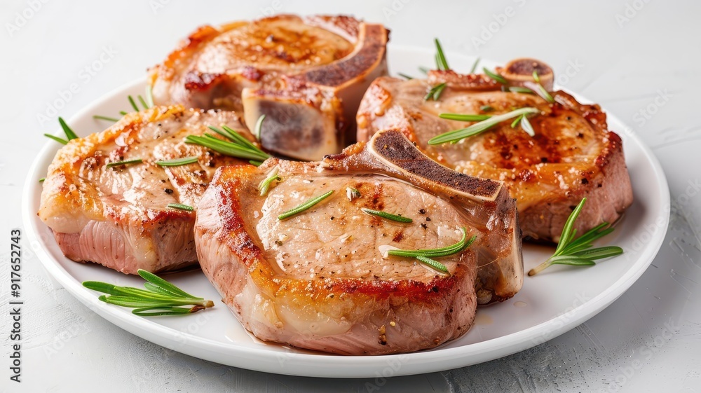 Low-carb pork chops, protein-rich, flat design illustration Low-carb pork chops, protein-rich, flat design illustration