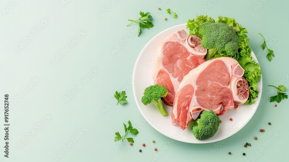 Low-carb pork chops, protein-rich, flat design illustration Low-carb pork chops, protein-rich, flat design illustration