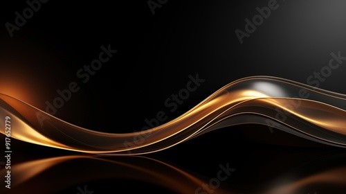 Abstract gold wave on black background.