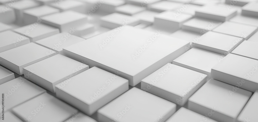 Abstract design with white cubic shapes arranged in a modern pattern, creating a clean and minimalistic background.