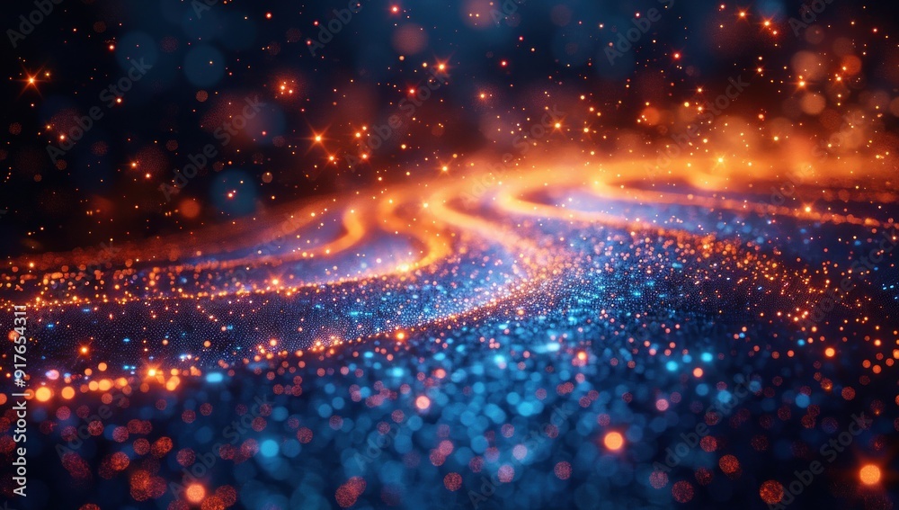Fototapeta premium Abstract Blue and Orange Glitter Background