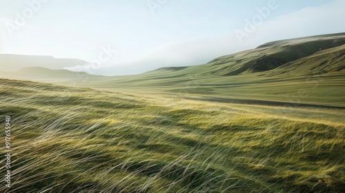 Windswept Grassland in Iceland