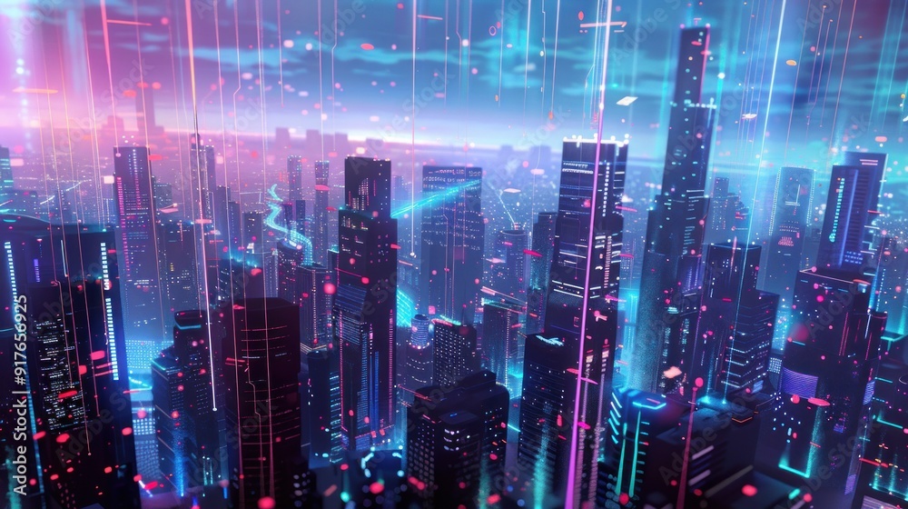 Cyberpunk Cityscape with Neon Lights Cyberpunk Cityscape with Neon Lights
