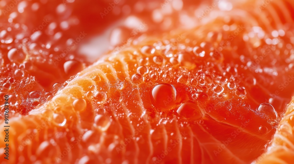 Close-up of Fresh Salmon with Water Droplets Close-up of Fresh Salmon with Water Droplets