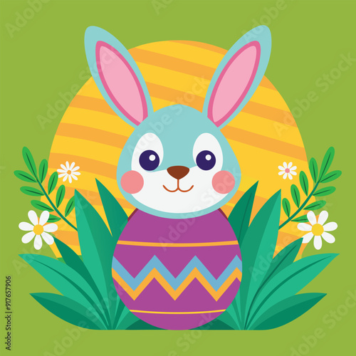 happy easter day card with bunny