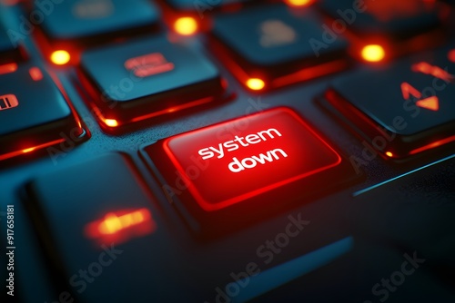 keyboard with red key system down
