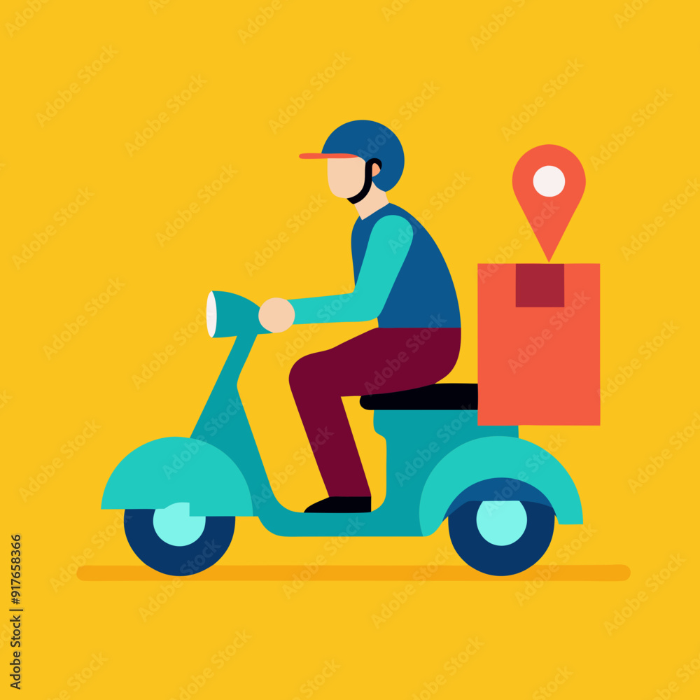 A man is riding a scooter. Delivery icon vector art Illustration. A man is riding a scooter. Delivery icon vector art Illustration.