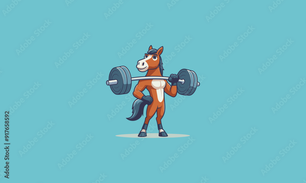 Fototapeta premium character horse holding dumbbell vector mascot design
