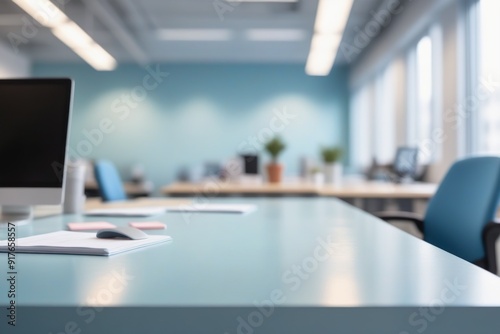 Empty boardroom with large table and chairs, perfect for business meetings or conferences