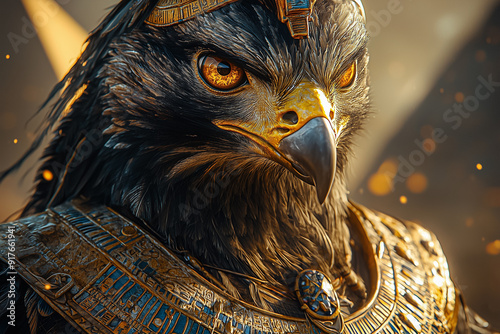 Guardian of the Pyramids: The Majestic Horus Awakens at Dawn - Generative AI