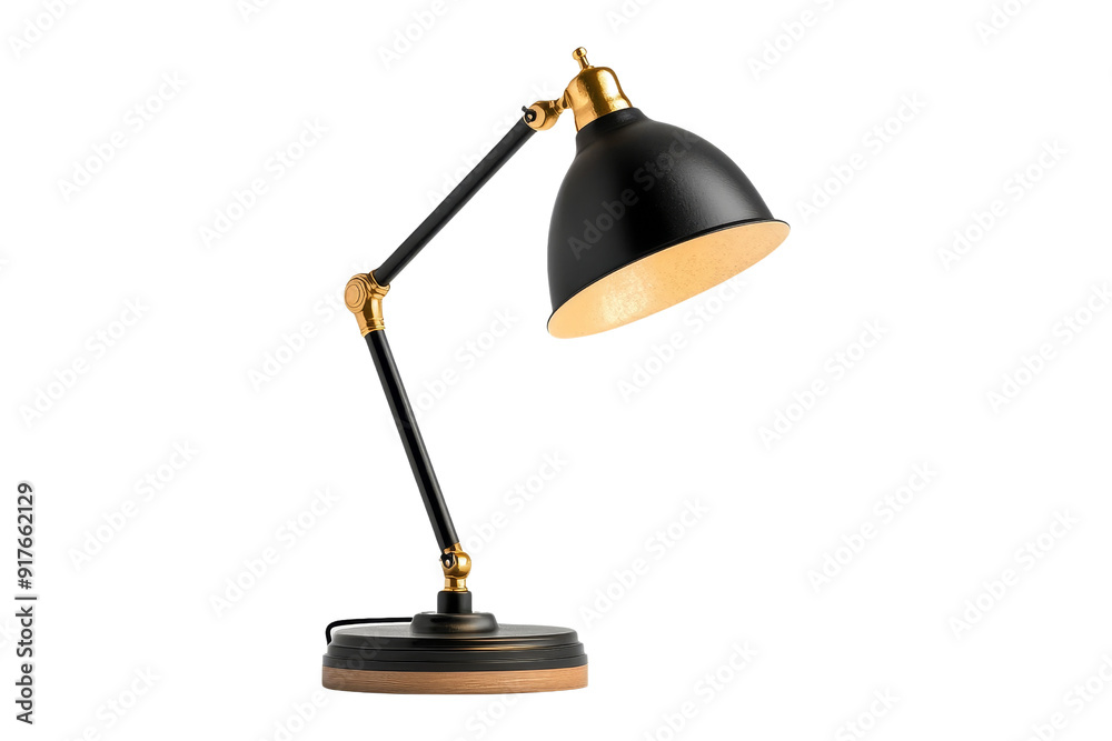 Black and Gold Desk Lamp with Wooden Base Black and Gold Desk Lamp with Wooden Base