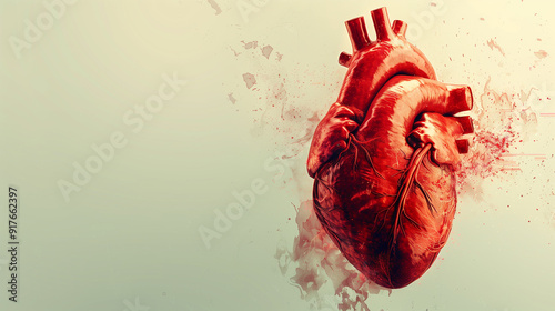cross section of human heart, heart anatomy with left copy space, higt resolution