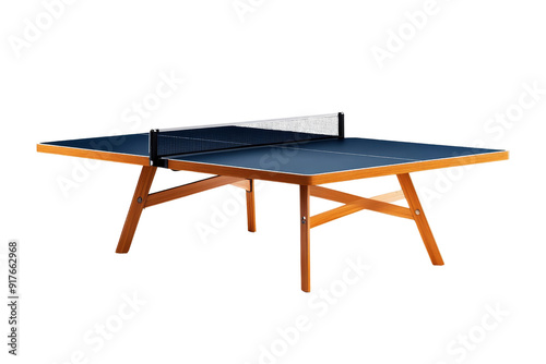 Wooden Ping Pong Table with Blue Tabletop and Net