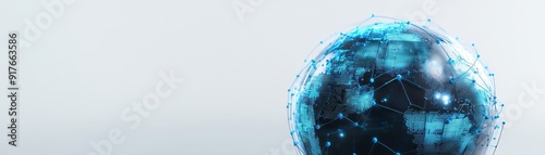 A futuristic globe design representing digital connectivity and technology innovation in a modern environment.