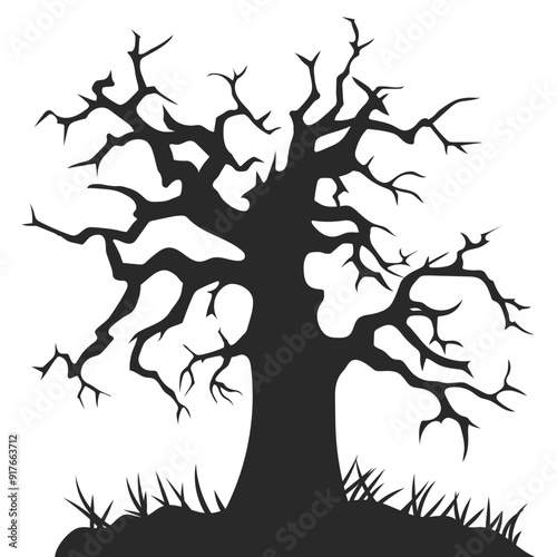 Halloween Tree Silhouette Illustration