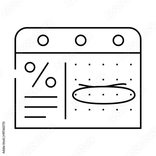 calendar with week of discounts line icon vector. calendar with week of discounts sign. isolated contour symbol black illustration