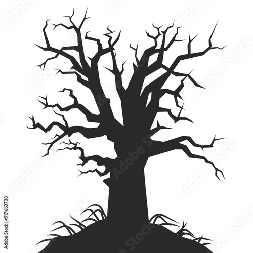 Halloween Tree Silhouette Illustration