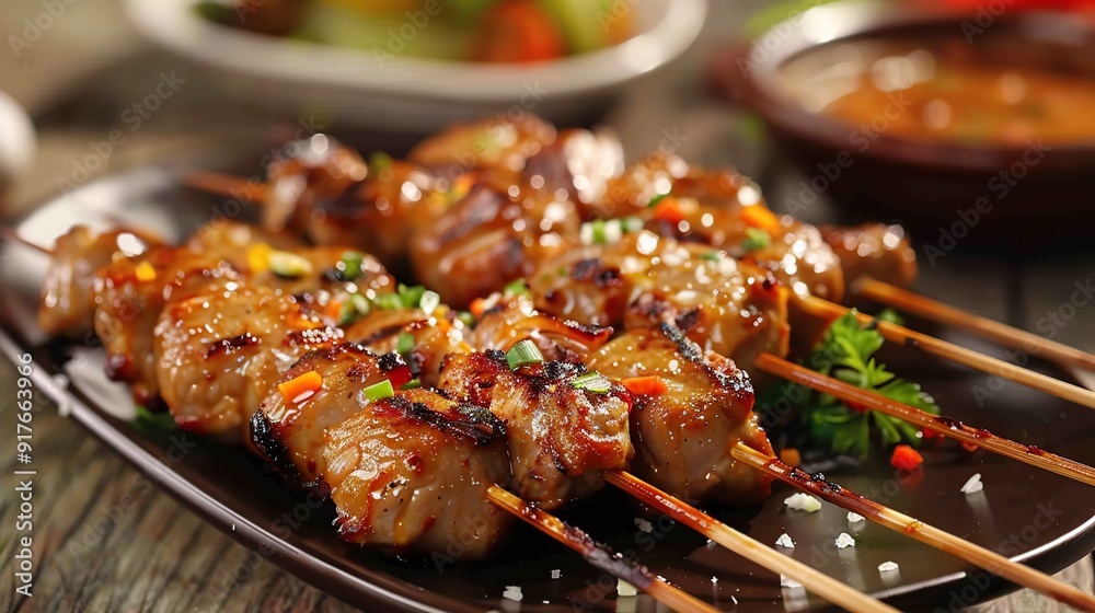 Rabbit satay food that is very tasty and delicious. Generative Ai Rabbit satay food that is very tasty and delicious. Generative Ai