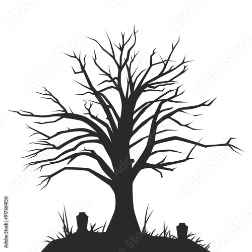 Halloween Tree Silhouette Illustration