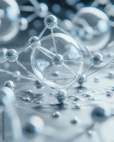 Abstract representation of molecules showcasing intricate structures in a scientific setting, highlighting connections and elements.