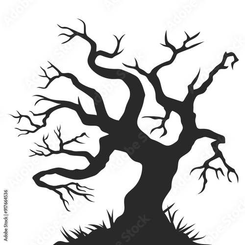 Halloween Tree Silhouette Illustration