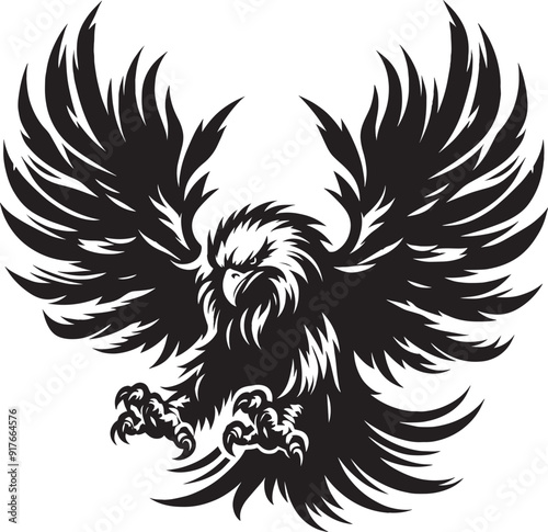 Flying Eagle bird Silhouette isolated on white background Minimalist Eagle vector shape