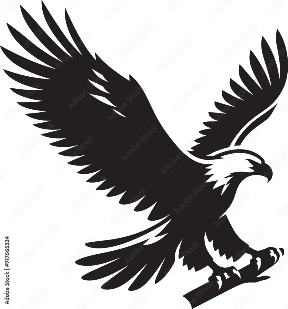 Obraz premium Flying Eagle bird Silhouette isolated on white background Minimalist Eagle vector shape