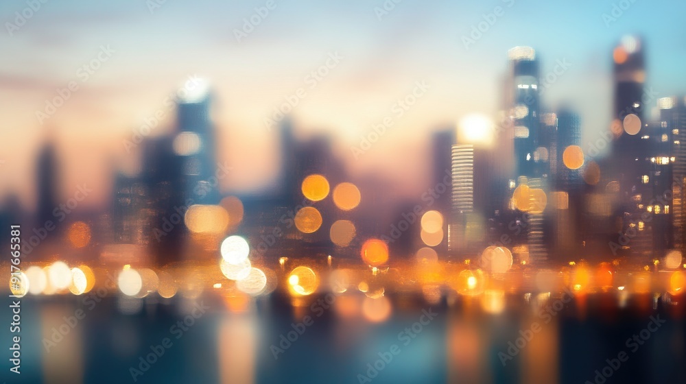 Blurred cityscape background at dusk, with warm lights and soft focus, ideal for urban concepts Blurred cityscape background at dusk, with warm lights and soft focus, ideal for urban concepts
