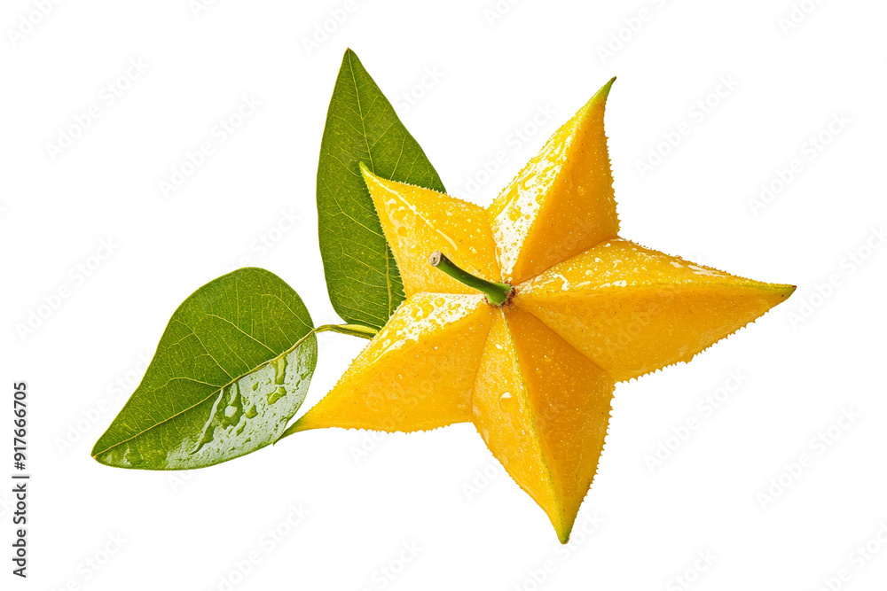Fototapeta premium Fresh Star Fruit with Green Leaves