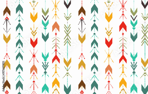 Colorful abstract arrow pattern a repeating design with a white background Perfect for graphic design textile prints and web backgrounds