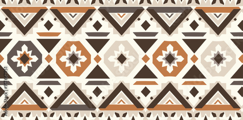 Seamless geometric pattern with brown and orange geometric shapes a repeating design for textiles fabrics wallpaper or packaging