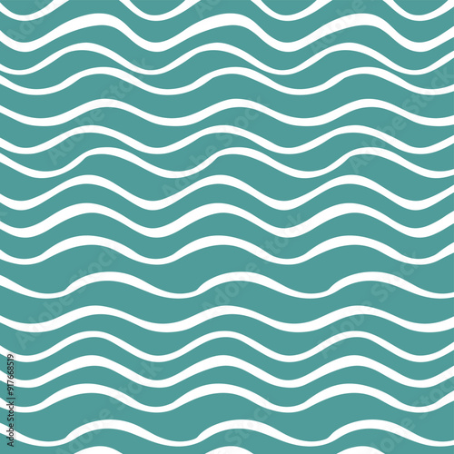 Abstract wavy seamless pattern White wavy lines on a teal background Ideal for textiles wrapping paper and wallpaper