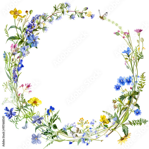 Wildflower floral frame illustration