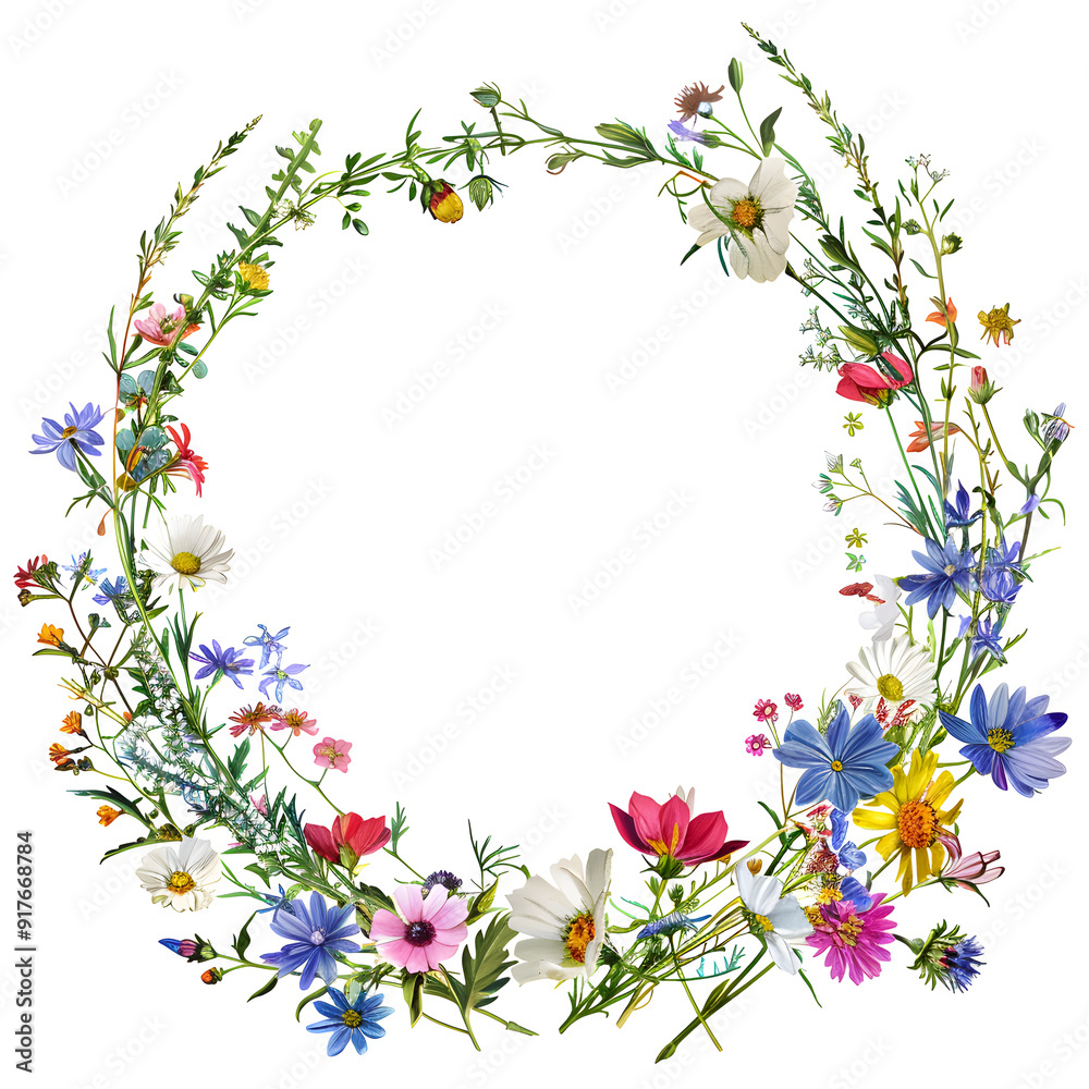 Wildflower meadow frame illustration Wildflower meadow frame illustration