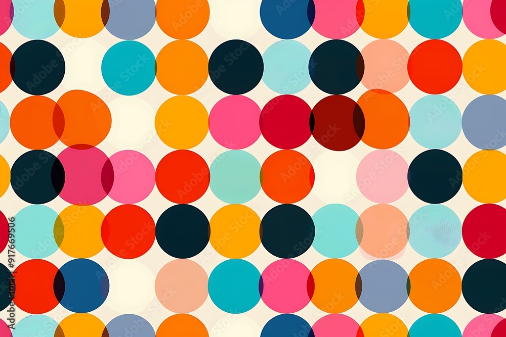 Vibrant polka dot backdrop showcasing striking geometric forms in diverse hues... Vibrant polka dot backdrop showcasing striking geometric forms in diverse hues...