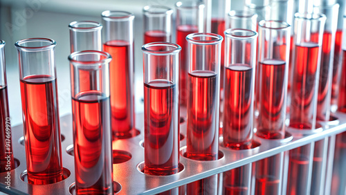 test tubes with red liquid photo