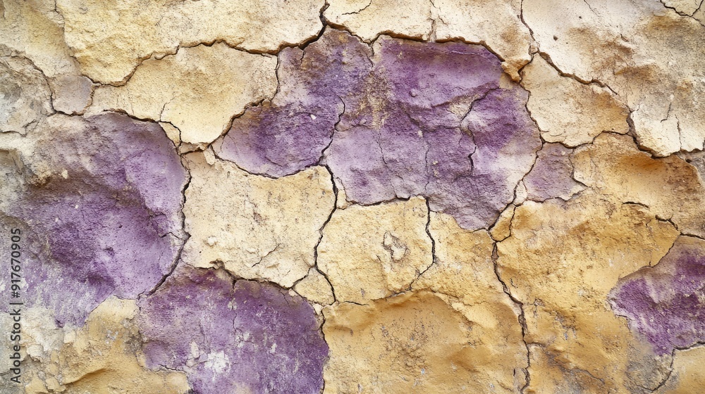 Textured background of rough uneven surface of brown and purple stone wall with cracks Textured background of rough uneven surface of brown and purple stone wall with cracks