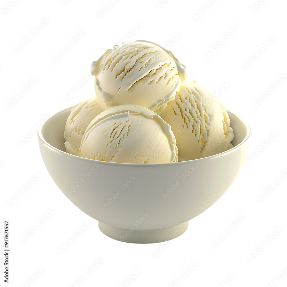 Vanilla Ice Cream in Bowl Isolated on Transparent Background Vanilla Ice Cream in Bowl Isolated on Transparent Background