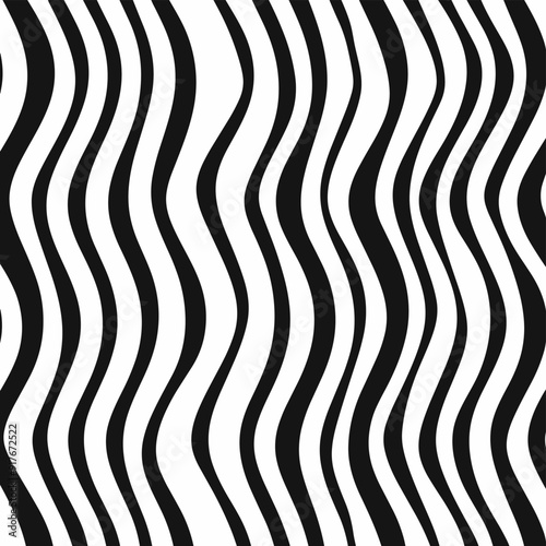 Abstract black and white wavy lines pattern A seamless design with repeating curved lines in a monochrome color scheme