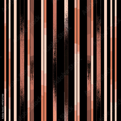Abstract seamless pattern with vertical stripes of copper and rose gold on black background Perfect for fashion textiles web design and wallpaper