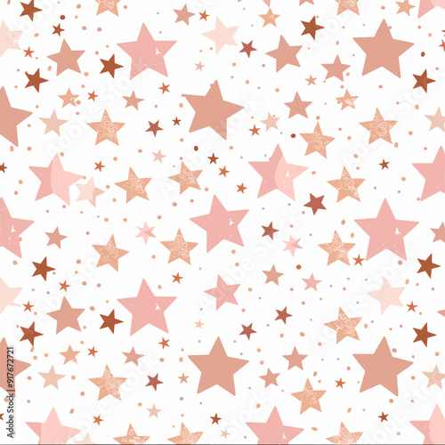 Seamless pattern of pink and gold glitter stars on a white background perfect for digital projects invitations or party decor