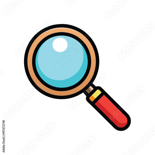 Cartoon magnifying glass vector icon illustration for clipart and design.
