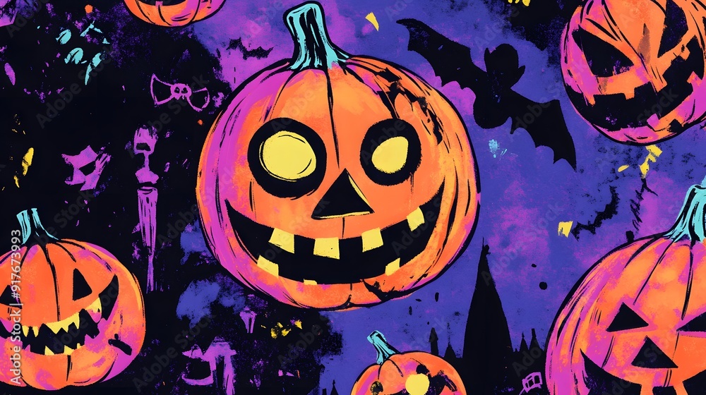 Halloween party with pumpkin background, All kinds of party supplies Halloween, Happy Halloween background Halloween party with pumpkin background, All kinds of party supplies Halloween, Happy Halloween background