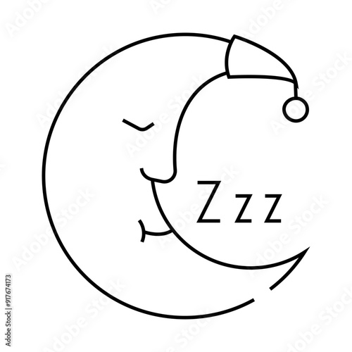moon sleeping line icon vector. moon sleeping sign. isolated contour symbol black illustration