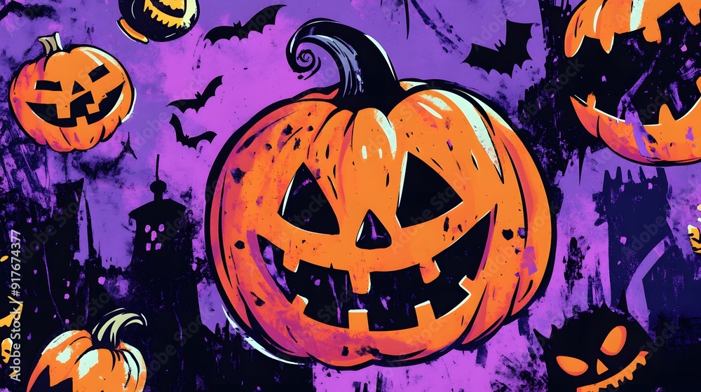 Halloween party with pumpkin background, All kinds of party supplies Halloween, Happy Halloween background Halloween party with pumpkin background, All kinds of party supplies Halloween, Happy Halloween background