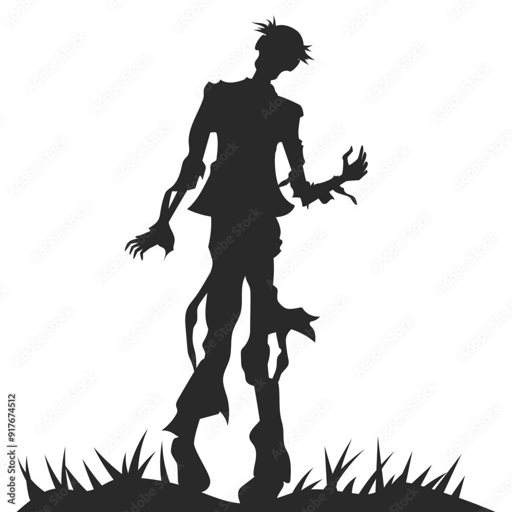 Fototapeta premium Halloween Zombie Silhouette Illustration