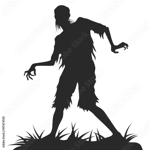 Halloween Zombie Silhouette Illustration