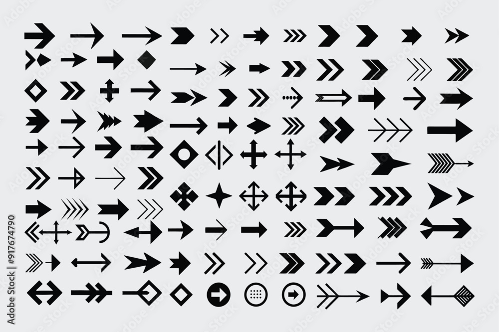 Naklejka premium Big Set of Arrows Sketch Icons - Arrow Direction Vector Illustration Collection